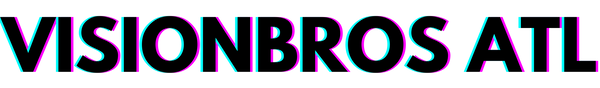 Text 'VISIONBROS ATL' with a black outline on a white background